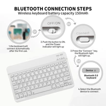 Ultra-Thin Bluetooth Keyboard, Portable Mini Wireless Keyboard, Rechargeable, Compatible With Apple IPad, Phones, Tablets, Smartphones, IOS, Android, Windows (White)