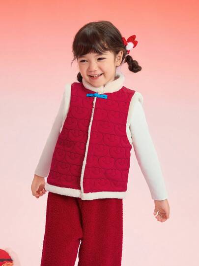 Balabala Baby Padded Vest, Boys' & Girls' Fleece Jacket, Red New Year