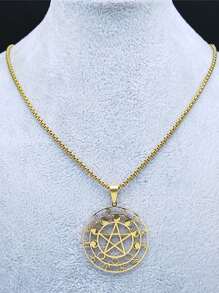 Witch Divination Pentagram Moon Phase Stainless Steel 12 Constellation Necklaces Women/Men Signs Of The Zodiac Necklace Jewelry