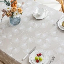 1 块方形亲肤桌布，仿皮花卉和叶子印花桌布，防尘防油防刮隔热桌垫，适合日常家居装饰、派对和节日 - 咖色 - 查看 6