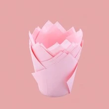 LIFETALK Solid Tulip Paper Muffin Cake Baking Cups