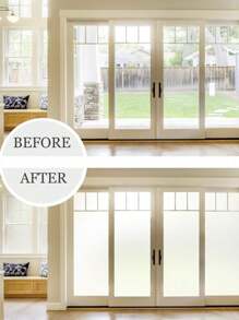 1 件白色磨砂静电贴窗膜，房间浴室办公室玻璃门装饰贴纸，隐私保护可移除无粘性防水防紫外线膜 - 白色磨砂玻璃貼 - 查看 4