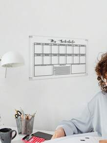 1pc Black Weekly/Monthly Chore Planner Board With 1 Whiteboard Marker, To-Do List, Monthly Weekly Schedule Planner, Acrylic Dry Erase Board For Meal Planning On Refrigerator - Multicolor - View 8