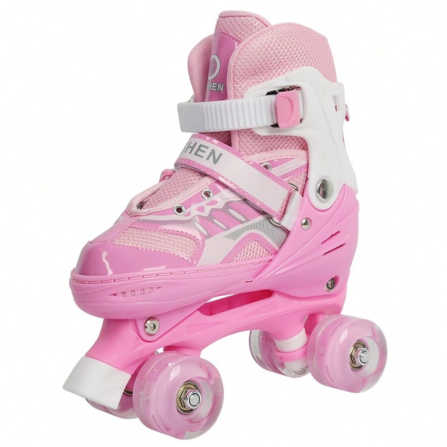 Roller Skates, Size S/M, 4 Wheels, Adjustable Size, Non-Flashing PVC Wheels, Skates For Beginners - Hồng - Xem 1