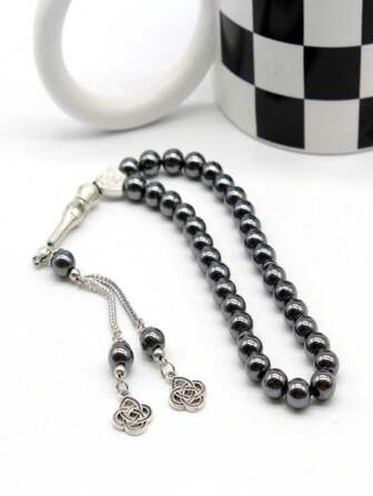 33 件 8 毫米黑玛瑙珠伊斯兰阿拉伯土耳其祈祷珠手链，中东斋月装饰，男女皆宜