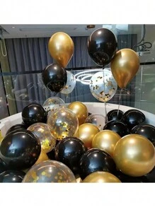 50 قطعة من البالونات اللاتكس بالألوان الأسود والذهبي - مناسبة للأعراس والأعياد الميلاد والذكرى السنوية والتخرج، ديكور متعدد الأغراض للاستخدام الداخلي والخارجي - متعدد الألوان - مشاهدة 6