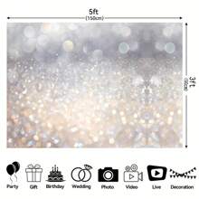 Fotografía de fondos flotantes de plata y blanco para fiestas, regalos, cumpleaños, bodas, fotos, videos, eventos en vivo y decoraciones - Multicolor - Ver 4