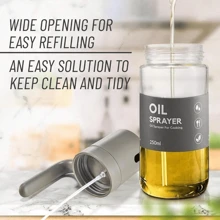 Premium Glass Oil Sprayer Bottle - 8.5oz/250ml Capacity, Easy-To-Use Mister For Cooking, Baking, Salad Making, BBQ, Air Fryer - Kitchen Essential Gadgets And Accessories For Healthy Cooking, Mess-Free Oil Dispenser, 1pc