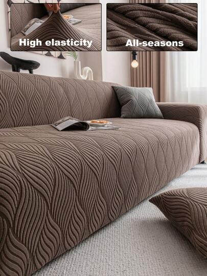 1st enfärgad växt- och blommig Jacquard Stretch-sofföverdrag, Enkelt inslag Djurvänligt Anti-Slip Anti-Smuts Anti-Rapch, Lämplig för alla årstider Maskintvättbar, Liten Medium Large Extra Large Storlekar Universal Passform