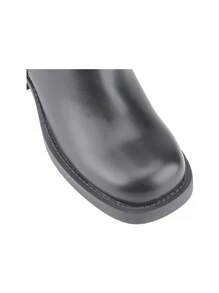 Women Knee-High Riding Boots Retro Buckles And Rivets Low Heel - Black - View 4