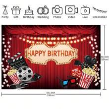 123pcs Movie Night Balloon Garland Arch Set, Red Black Gold Balloons With Camera Clipboard Star Popcorn Aluminum Film Balloons, Happy Birthday Party Background Banner Has A Variety Of Sizes For You To Choose Separately, Perfect For Birthday Parties, Anniversaries, Movie Theme Party Decorations Supplies (Ps: Balloons And Background Cloth Are Sold Separately!)