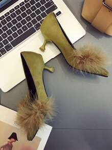 Nowe, futrzane buty na wysokim obcasie dla kobiet, szpiczasty nosek, smukły obcas, wygodne, eleganckie, odpowiednie na imprezy jesienią/zimą