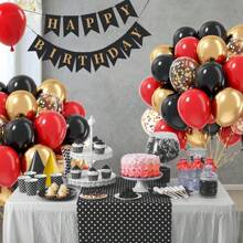 30pcs 10inch Black, Red & Gold Latex Balloon Set, Suitable For Birthday, Wedding, New Year, Valentine's Day, Engagement, Graduation Party Decoration, Indoor & Outdoor Decor - Black, Red and Gold - View 5