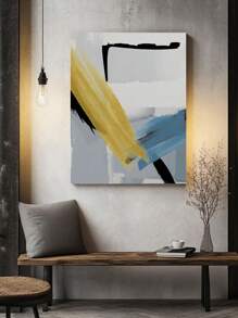 1 幅黄色、蓝色和白色几何艺术 - 现代印刷帆布 - 海报 - 墙壁艺术 - 无框帆布画 - 卧室、家庭办公室、厨房、浴室 - 室内/室外悬挂画 墙壁装饰、房间装饰画礼物 生日毕业 - 彩色 - 查看 1