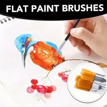 100pcs Black Nylon Hair Acrylic Paint Brushes With Flat And Round Tip, Suitable For Oil Painting, Watercolor, Face Art, Professional Set For Crafters, Acrylic, Oil, Watercolor, Canvas, Rock Art, Nail Art - Ideal For Artists And Hobbyists