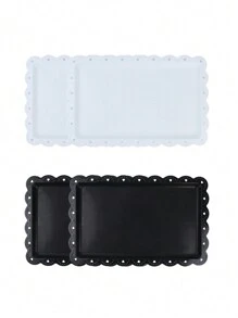 1/2/4/6pcs Plastic Rectangular & Heart Shaped Hollow Display Tray, Suitable For Cupcakes, Donuts, Macarons, Party, Birthday, Wedding, Afternoon Tea