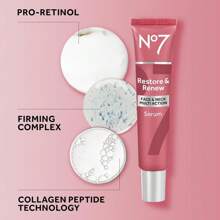 No7 Restore & Renew Face & Neck Multi Action Serum - Collagen Peptide Anti-Aging Facial Serum - Hyaluronic Acid Hydrating Serum + Pro Retinol Skin Firming Hibiscus Peptides (2 Pack, 1.69 Fl Oz Each) - Nhiều màu - Xem 6