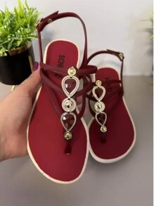 Women's Flat Sandals Comfortable Flip Flops Women's Footwear - Maroon - View 1