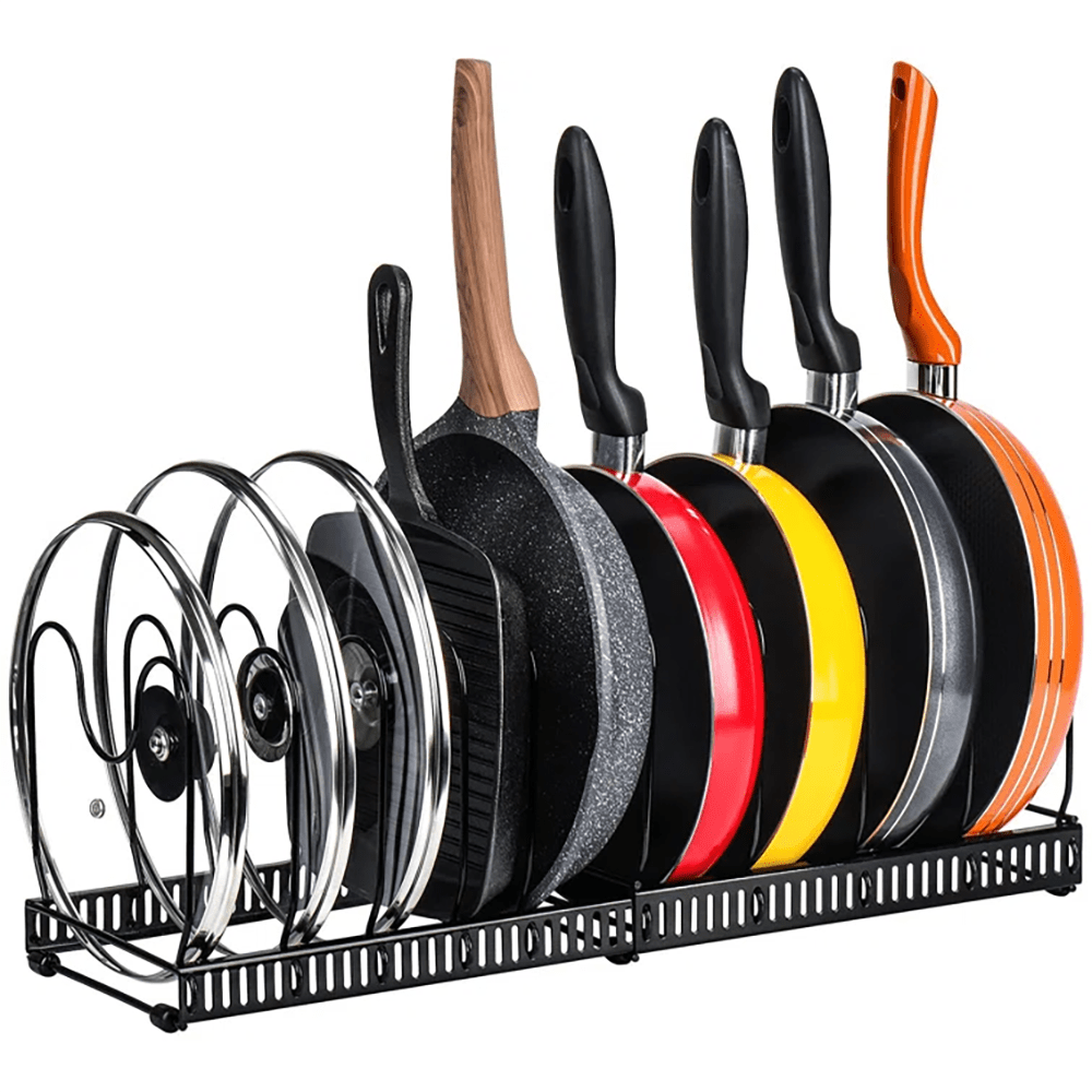 Living And Home Expandable Pot Pan Organizer Rack With 10 Adjustable Compartments,Pot Lid Organizer Holder,Pan Organizer Rack,Kitchen Storage Shelf Organizer For Cabinet Countertop Cupboard