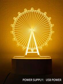 1pc Ferris Wheel Shaped Decoration Night Light, Plastic Creativity Night Light For Home Decor - Yellow - View 6