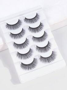 5Pairs CC Curl Natural Cross Full False Eyelashes,Thick Curling Fluffy Eyelashes For Party Use Manga Eyelashes, Travel Essentials,Fluffy False Eyelashes Volume Wispy Lashes Dramatic Curl Strip Lashes Natural Look Lashes Pack - 黑色 - 查看 7