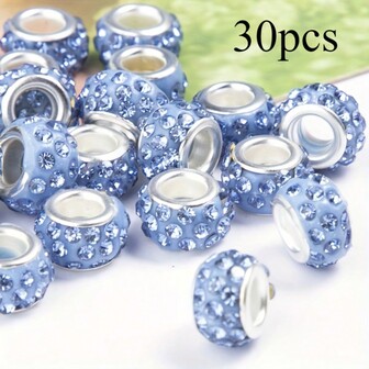 30pcs 3-Row Crystal Ball Beads Ceramic Bracelet Jewelry Making Kit