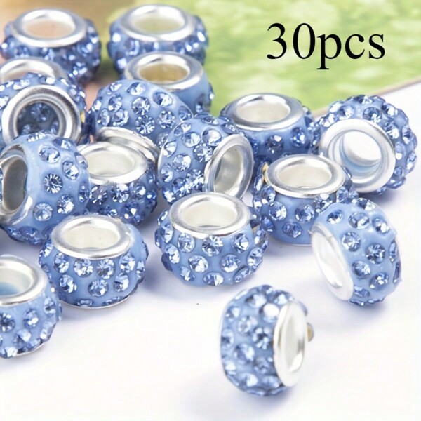30pcs 3-Row Crystal Ball Beads Ceramic Bracelet Jewelry Making Kit