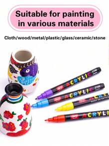 120 色/168 色细头 1.0 毫米丙烯酸马克笔套装，学生艺术绘画绘图手绘马克笔，36/60/84/120 色，适用于杯子、鞋子、画布、防水绘画上的 DIY 涂鸦