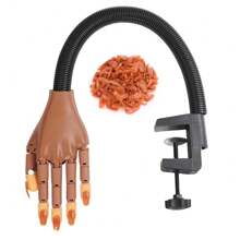 Practice Hand For Acrylic Nails-Fake Flexible Movable Practice Nail Hand Practice For Acrylic Nail Kit, Maniquin Hand For Nail Practice With 100 Pcs Refill Nail Tips