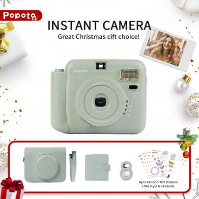  Popoto 即时相机套装 6 合 1 相机 适用于即时迷你双包装胶卷 礼物/生日/女朋友/户外/派对/婚礼（不包括电池和胶卷）