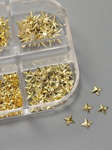 6 Grids 3D Stars Five-Pointed Star Metal Golden Jewelry Nail Charms Art Decoration Y2K Japanese Alloy Stick-On Manicure DIY Nail Supplies Nail Gems Nails