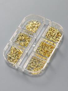 6 Grids 3D Stars Five-Pointed Star Metal Golden Jewelry Nail Charms Art Decoration Y2K Japanese Alloy Stick-On Manicure DIY Nail Supplies Nail Gems Nails