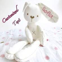 One Personalized Embroidered Text/Name Gift, Valentine's Day Gift, Birthday Gift, Available In Multiple Colors, Smooth Texture, A Surprise Gift, Fun Easter Bunny Accessory, Suitable For Anniversaries, Valentine's Day, Mother's Day, Birthdays, Father's Day, Graduation Ceremonies, Weddings, Housewarming Parties, Grand Banquets, Customized Holiday Party Supplies, Fashionable Autumn, Home Decor, Decorate Your Home, Souvenirs. - White - View 2