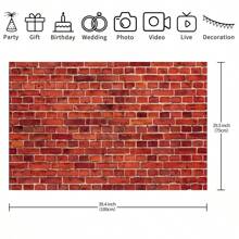 1 pezzo Sfondo fotografico in tessuto con muro di mattoni rossi per feste, decorazioni per doccia, compleanni, matrimoni, lauree, torte di compleanno, accessori per studio, dimensioni 82,7*59,1/59,1*39,4/39,4*29,5 pollici