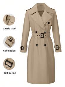 Risissida Women's Stylish And Practical Windbreaker With Belt Fall And Winter, Ideal For Outdoor Activities And Daily Wear