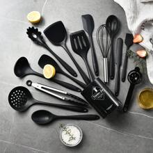 Keidason Conjunto de 15 piezas de utensilios de cocina de silicona - Utensilios de cocina resistentes al calor de hasta 230°C, espátula, pinzas, cuchara, brocha, batidor, conjunto de utensilios de cocina y accesorios para ollas antiadherentes, aptos para lavavajillas