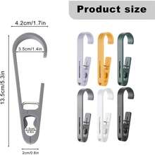 2 piezas Ganchos de plástico para colgar en el baño, ganchos multiusos con pinzas para ropa, duraderos para uso doméstico, al aire de viaje para colgar y almacenar diversos artículos - Multicolor - Ver 6