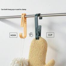 2 piezas Ganchos de plástico para colgar en el baño, ganchos multiusos con pinzas para ropa, duraderos para uso doméstico, al aire de viaje para colgar y almacenar diversos artículos - Multicolor - Ver 3