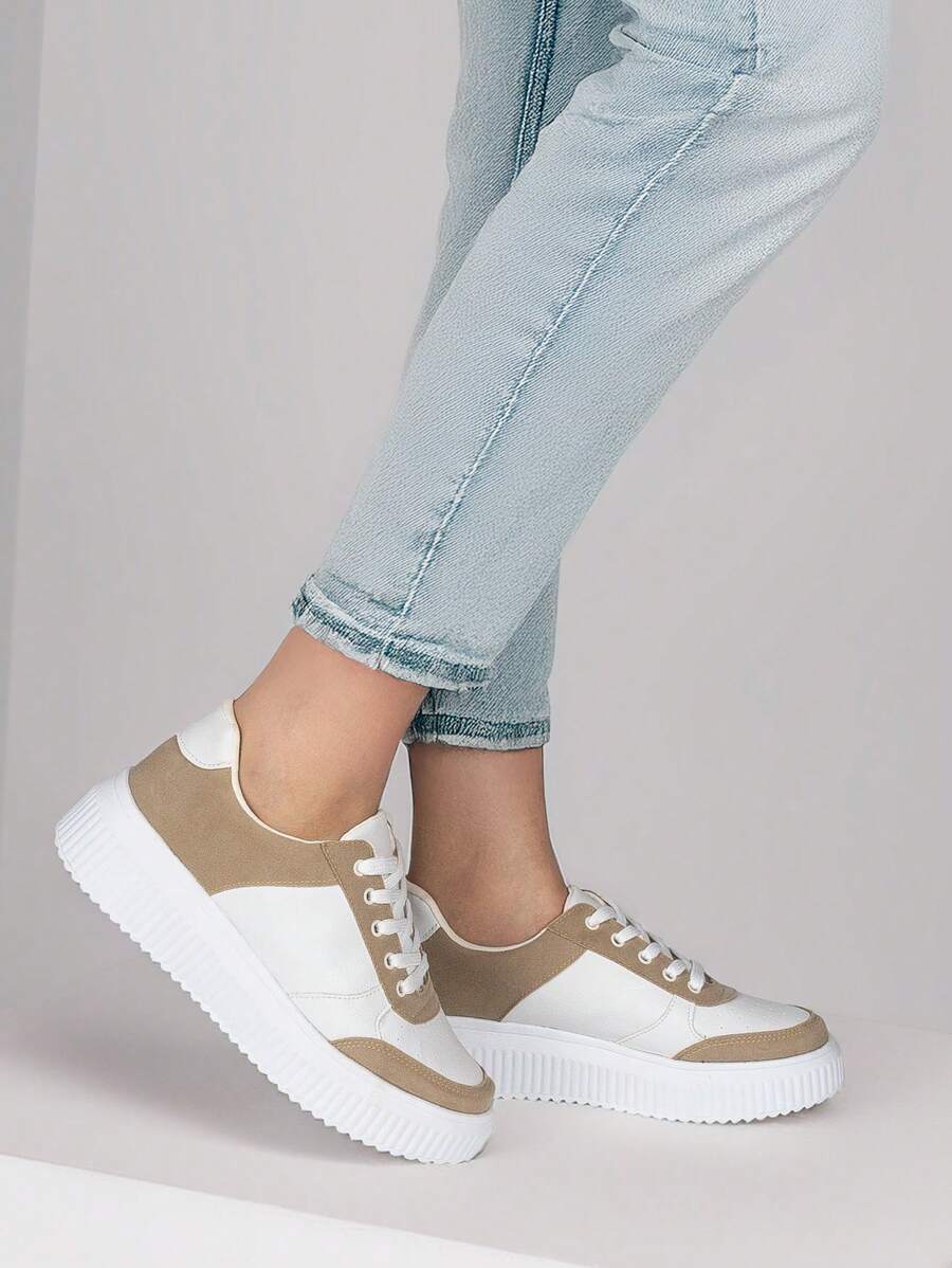 Macerata Women's Casual Platform Sneakers Minimalist White Classic Comfort For Modern Everyday Wear - Grey - View 1