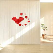 Love Wings Mirror Wall Sticker, Home Decor Decal Wall Sticker - Red - View 5