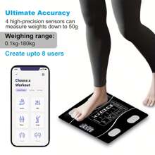 Smart Digital Bathroom Scale With LCD Display And Mobile Application - Battery Powered, Daily Weight Tracking, Essential Household Tool