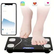 Smart Digital Bathroom Scale With LCD Display And Mobile Application - Battery Powered, Daily Weight Tracking, Essential Household Tool