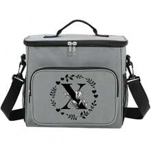 1pc Lunch Bag Multi-Pocket Insulated Lunch Box School Lunch Box With Adjustable Shoulder Strap Waterproof Thermal Boxes 26 Letter A To Z Pattern Container Insulated Lunch Bags For Office, Work, School - Grey - View 31