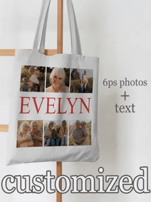 Sacola Ecobag Personalizada - Sacola Ecobag Personalizada com Colagem de Fotos - Presente Personalizado com Fotos - Sacola Ecobag - Sacola de Lona - Sacola Ecobag Fofa - Sacola Ecobag Grande para Senhoras