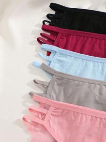 5 Stücke/Packung Damen Mehrfarbige Spitze Patchwork Freischneide Doppelträger atmungsaktive Taillenhose Sexy Höschen