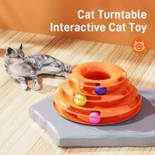 Cat Four Layer Turntable Toy Educational Play Track Tower Cat Teaser Toy For Indoor Cat Interactive Supply - Red and White - View 4
