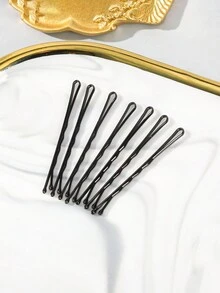 100pcs Plain Black Wavy Clips, Suitable For Daily Hairstyling And Events, Hair Slide - Black - View 4