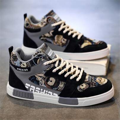 夏季新款大码男鞋潮流百搭高帮运动鞋时尚休闲学生男鞋户外舒适平底鞋