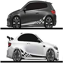 (1800*110*1mm) Etiqueta engomada del coche Rayas laterales del coche Rayas laterales Pegatinas personalizadas Gráfico del coche Lado del cuerpo Coche deportivo Puerta lateral Etiqueta del capó Carrocería del coche