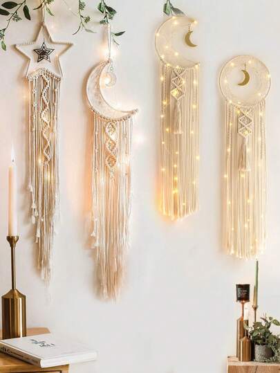 1 chiếc vòng treo tường trang trí bắt giấc mơ thủ công theo phong cách Bohemian có đèn LED hình mặt trăng, viền ren, làm quà tặng Ngày của Mẹ, cho bạn bè, phụ nữ, trẻ em gái, phòng ngủ, phòng khách, trang trí nhà cho đám cưới, trang trí Giáng sinh, quà tặng Giáng sinh, lễ Tạ ơn, đồ trang trí cây thông Noel, đồ trang trí, đèn Giáng sinh, trang trí phòng ngủ, trang trí nhà, trang trí tiệc, trang trí phòng lễ hội ngày lễ